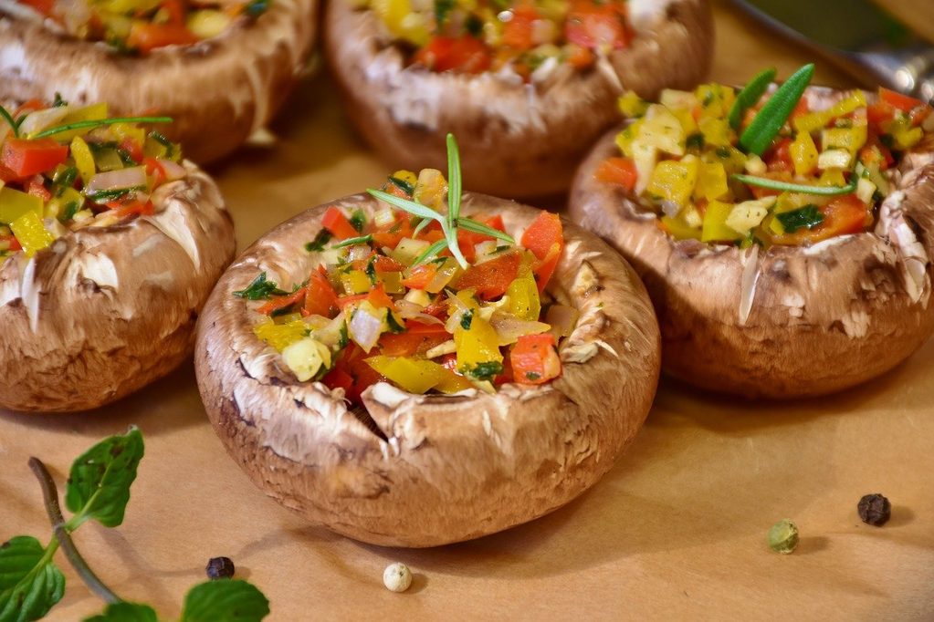 Mushroom cups with vegetables