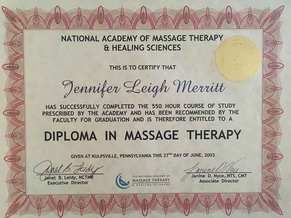 550 hour Massage Therapy Diploma