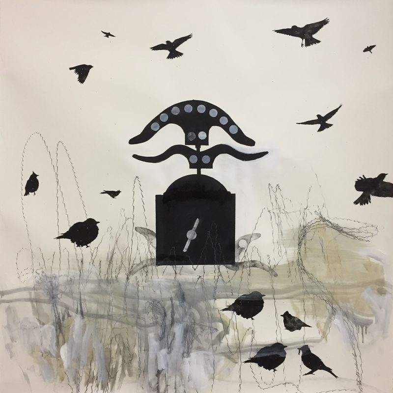  140 x 140 Mischtechnik/Papier - "Miroir aux alouettes", 2017