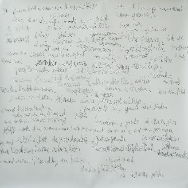 150x150, Mischtechnik/Papier, „Textunschärfenpoesie“, 2019