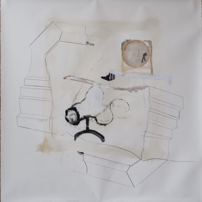 140 x 140 Mischtechnik/Papier - "Trepp auf Trepp ab", 2018