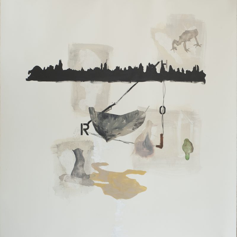 140 x 140 Mischtechnik/Papier - "paysage après Böcklin", 2018