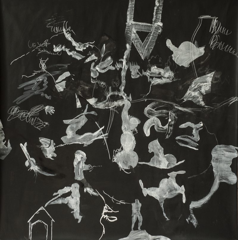 150 x 150, Mischtechnik/Papier. "Alles auf einmal" 2019