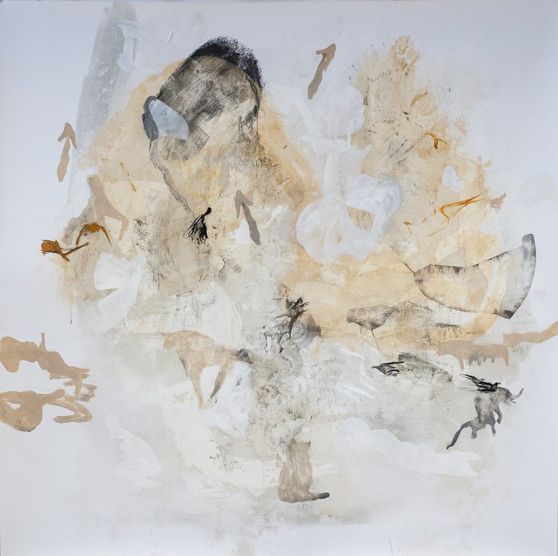 150x150, Mischtechnik/Papier, „Wachs der Zeit", 2020