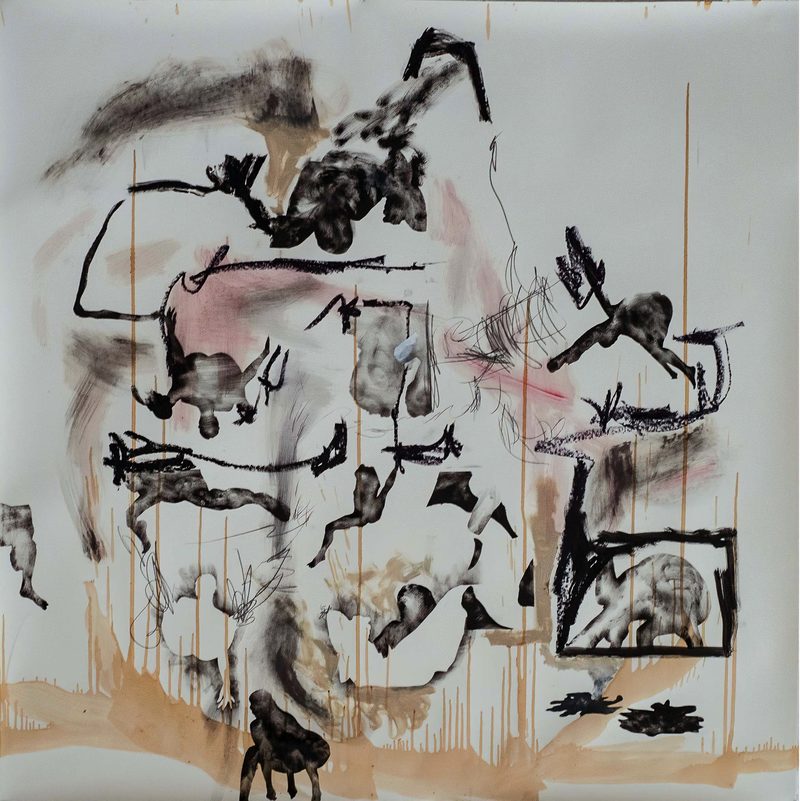 140 x 140, technique mixte//paper, „full house“, 2021