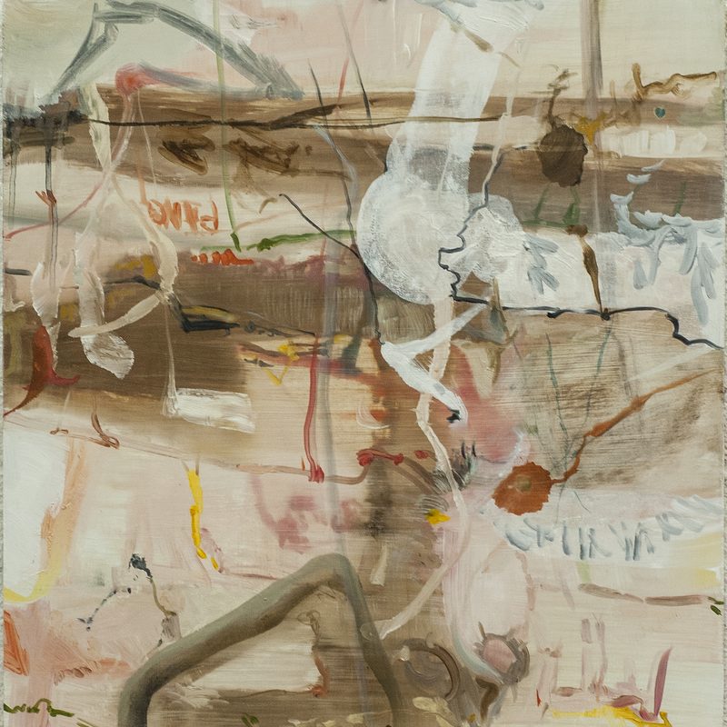 60 x 40 - Oil/MdF - "Rolle Vor Braun Oben"