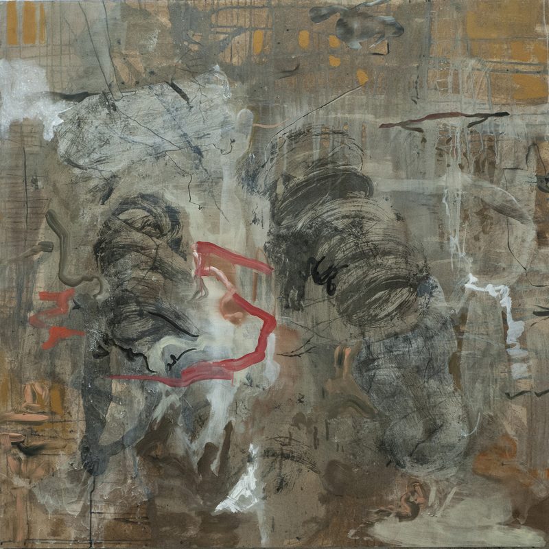 140 x 140 - Mischtechnik/MdF - "während"