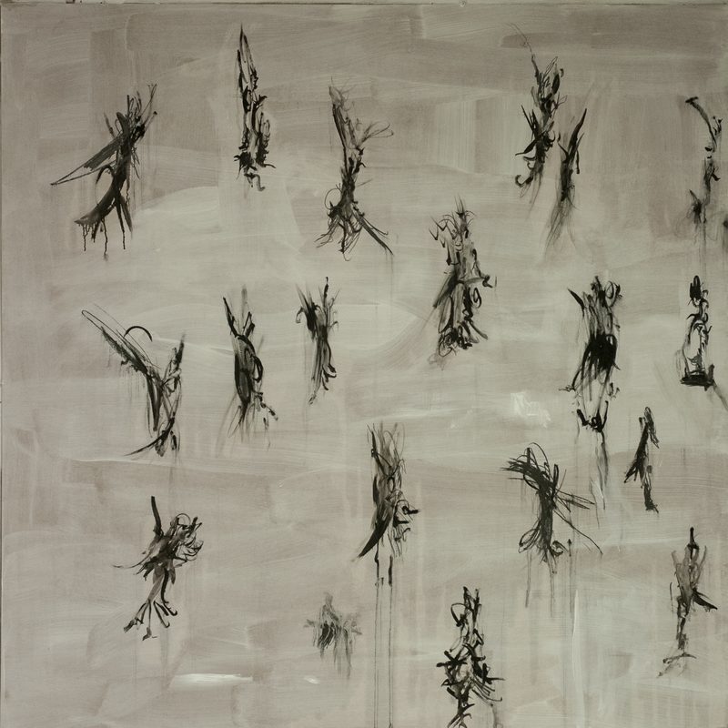 140 x 140 - Mischtechnik/MdF - "Auf dünnem Eis"