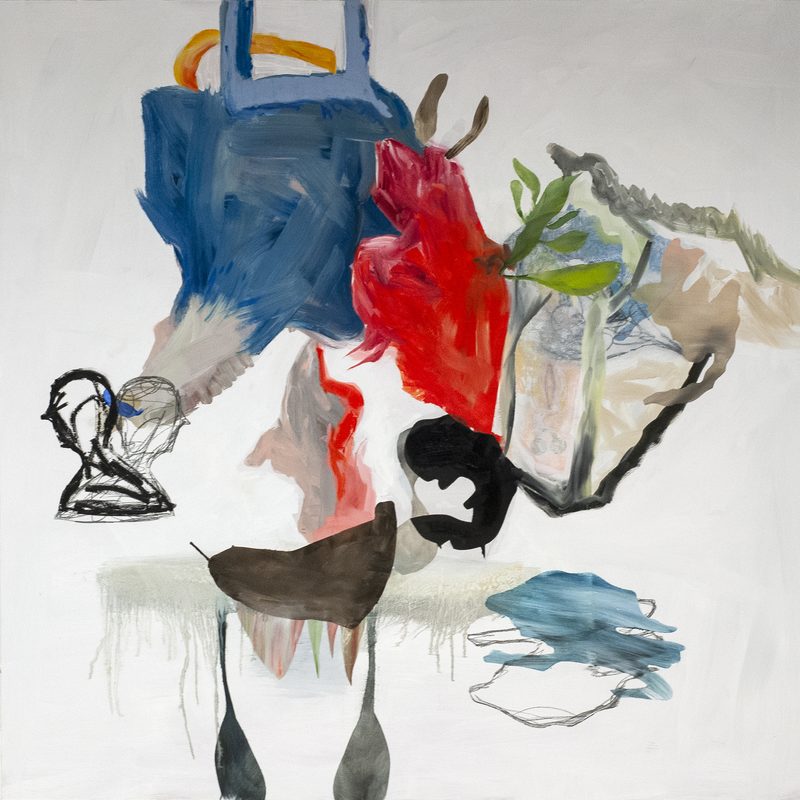 140 x 140, Öl/MF, „zu viel Text“, 2019