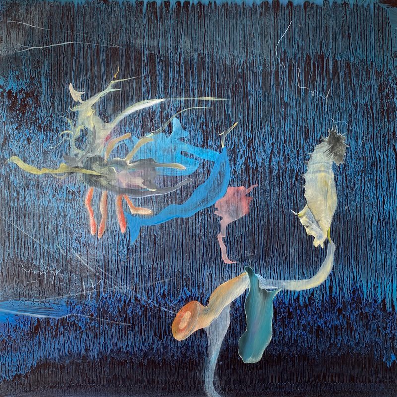 50x50, Öl/Holz, „1Q84-hommage“, 2020