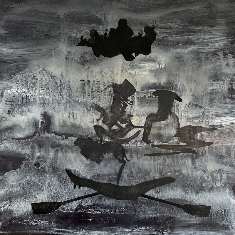 50x50, Mischtechnik/Holz, „Atropos oder ...“,2020