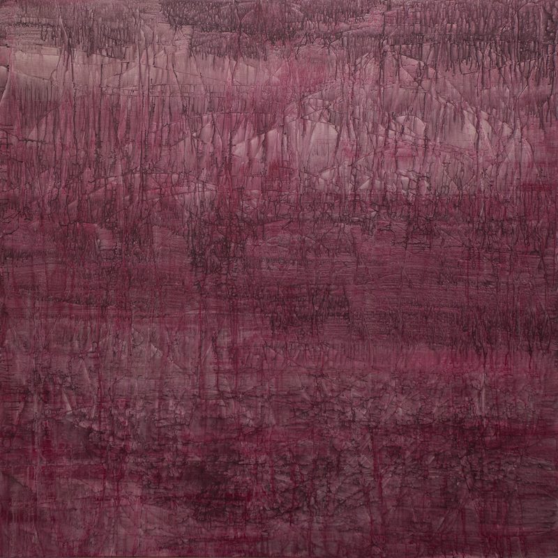 140 x 140 Mischtechnik/MdF  - "non content field rouge"