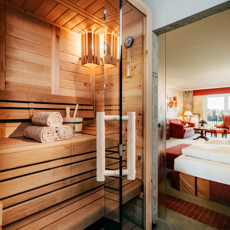 Hotelzimmer mit eigener Sauna