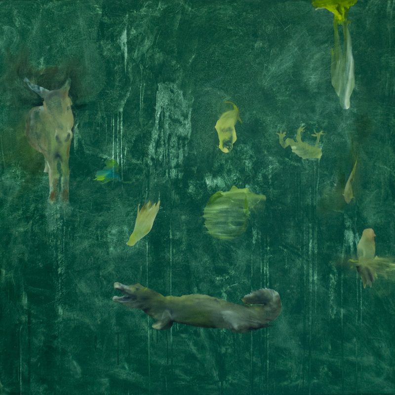 155x155, Mischtechnik/Leinwand, „motif for artists with donkey without carot“, 2020