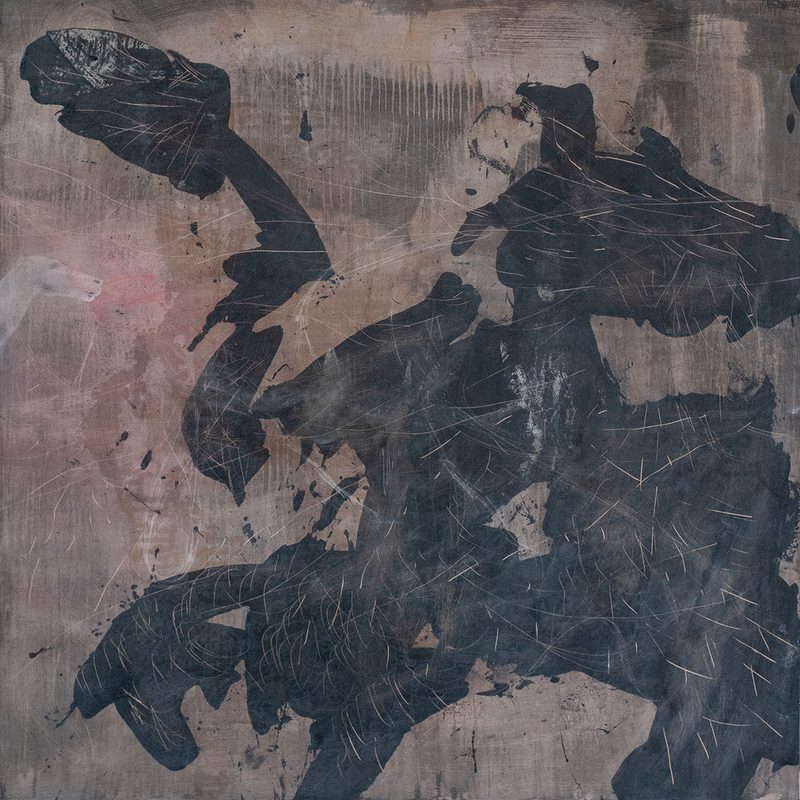 140x140, technique mixed/MdF, „le reve du cheval blanc-ou le cheval de Turin“, 2022