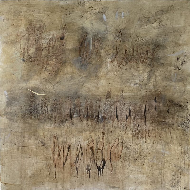 140x140, Mischtechnik/MdF, „... hanging in the woods“, 2020